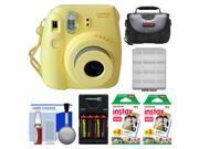 Fujifilm Instax Mini 8 Instant Film Camera (Yellow) with (2) Instant Film + Case + Batteries & Charger + Cleaning Kit