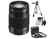 Panasonic Lumix G X Vario 35-100mm f/2.8 OIS Lens for G Series Cameras (Black) with 3 (UV/CPL/ND8) Filters + Tripod + Accessory Kit