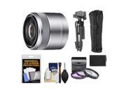 Sony Alpha E-Mount E 30mm f/3.5 Macro Lens with NP-FW50 Battery + 3 UV/FLD/PL Filters + Macro Tripod + Cleaning Kit