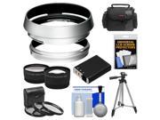 Bower AR-X100 Adapter Ring & Hood for Fuji X100/X100S Digital Camera (49mm) with Case + Battery + Tripod + Telephoto/Wide-Angle Lenses + 3 UV/CPL/ND8 Filters Ki
