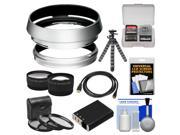 Bower AR-X100 Adapter Ring & Hood for Fuji X100/X100S Digital Camera (49mm) with Battery + Tripod + HDMI Cable + Telephoto/Wide-Angle Lenses + 3 UV/CPL/ND8 Filt