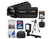 Panasonic HC-V250K HD Wi-Fi Video Camera Camcorder with 32GB Card + Case + LED Video Light + Tripod + Kit