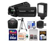 Panasonic HC-V250K HD Wi-Fi Video Camera Camcorder with 64GB Card + LED Video Light + Case + Tripod + Accessory Kit