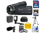 Panasonic HC-X920 3MOS Ultrafine Full HD Wi-Fi Video Camera Camcorder (Black) with 64GB Card + Battery + 2 Cases + LED Light + Mic + 3 Filters + Tripod + Access