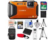 Panasonic Lumix DMC-TS5 Shock & Waterproof Wi-Fi GPS Digital Camera (Orange) with 16GB Card + Battery + Case + Floating Strap + Tripod + Accessory Kit