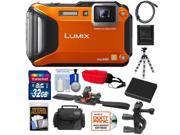 Panasonic Lumix DMC-TS5 Shock & Waterproof Wi-Fi GPS Digital Camera (Orange) with 32GB Card + Helmet & Handlebar Mounts + Battery + Case + Flex Tripod + Accesso