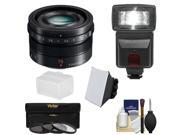 Panasonic Lumix G 15mm f/1.7 Leica DG Summilux Lens for G Series Cameras with 3 Filters + Flash & 2 Diffusers + Kit