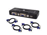 2 Port USB VGA KVM Switch Box+Cables for Computer sharing 