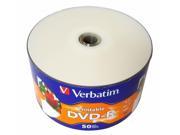 50 VERBATIM Blank DVD R DVDR 16X 4.7GB White Inkjet Printable Media Disc
