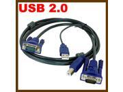 HQmade KVM Switch Cable Kit 2 in 1 USB SVGA VGA 15 Pin DB15