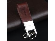 Man Business Aluminium Leather Car Keychain Key Chain Key Ring Buckle Brown Color