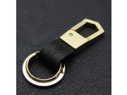 Metal Leather Car Keychain Key Chain Business Key Ring Buckle Man Gift Gold Color