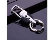 Business Men Women Metal Car Keychain Key Chain Dual Ring Key Hook Buckle Black Color