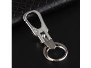 High end Metal Unisex Car Keychain Key Chain Dual Ring Key Hook Buckle Silver Color