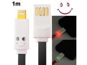 Smile Pattern Noodle Style Lightning 8 Pin USB Sync Data Charging Cable for iPhone 5 iPad mini mini 2 Retina iPad 4 iPod touch 5 Length 1m Support iOS