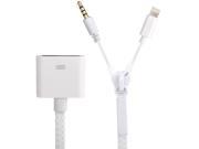 2 in 1 Lightning 8 Pin 3.5mm Audio Jack Zipper USB Data Charging Cable for iPhone 5 5C 5S iPad mini mini 2 Retina iPad 4 iPod touch Length 40cm