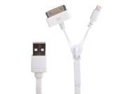 2 in 1 iPhone 30 pin Micro USB Zipper USB Data Charging Cable for iPhone 4 4S Black White