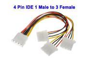 4 Pin IDE 1 Male to 3 Female Splitter Power Cable for 3.5 HDD DVD Length 20cm