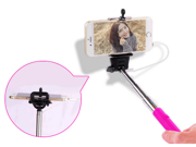 Hand Held Wire Self timer Lever Adjustable Extendable Monopod Selfie Stick with Phone Holder for Iphone Samsung and Other System Over Ios 6.0 and Android 4.2.2