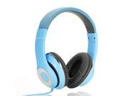 AUSDOM Portable 3.5mm Stereo Over ear Headset with Built in Mic Soft Leather Ear Cup for PC Cellphone Blue