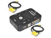 2 Port USB KVM VGA Switch Box Cable for PC Mouse Keyboard sharing Monitor DVR Game