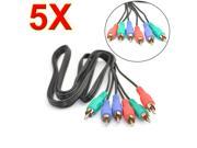 iKKEGOL Pack 5 x 1.5M 5FT Component RGB Ypbpr HD Video Cable 3 RCA Male to Mable Cable