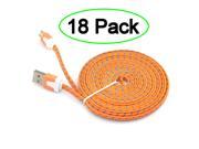 iKKEGOL Pack of 18 3M 10ft Flat Braided Fabric Micro USB Date Sync Charger Cable for Android HTC Samsung S3 S4 Orange