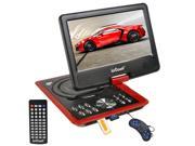 iKKEGOL 50034R 9 LCD Portable DVD Player Remote Car Charger DIVX USB SD Game Movie Game MP4 Red