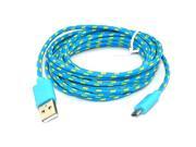 iKKEGOL 10ft 3M Fabric Braided Woven Micro USB Date Sync Charger Cable Cord for Samsung S3 S4 HTC Android HTC LG Nokia Motorola Blue