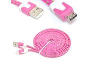 iKKEGOL 3M 10ft Flat Braided Fabric Micro USB Date Sync Charger Cable for Android HTC Samsung S3 S4 Rose Pink
