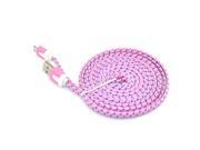 iKKEGOL 3M 10ft Flat Braided Fabric Micro USB Date Sync Charger Cable for Android HTC Samsung S3 S4 Pink