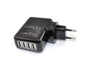iKKEGOL 4 Port USB Output Home Wall Travel Charger 5V 2.1 Amp AC Power Adapter with EU Plugs