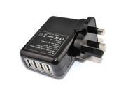 iKKEGOL 4 Port USB Output Home Wall Travel Charger 5V 2.1 Amp AC Power Adapter with UK Plugs
