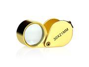 iKKEGOL 30 X 21mm Glass Jeweler Loupe Loop Eye Magnifier Magnifying Magnifier Metal Body Golden