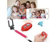 Bluetooth Selfie Remote Control Shutter Extendable Handheld Monopod For Phone Red
