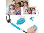 Bluetooth Selfie Remote Control Shutter Extendable Handheld Monopod For Phone Blue