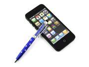 2 in 1 Crystal Writing Stylus Touch Screen Pen For IPhone IPad Samsung Tablet Blue