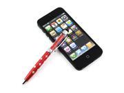 2 in 1 Crystal Writing Stylus Touch Screen Pen For IPhone IPad Samsung Tablet Red
