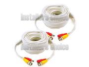 2 x 100ft Security Camera Cable CCTV Video Power Wire BNC RCA White Cord DVR white