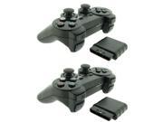 TWO Black Wireless Shock Controller For Sony PS2 2.4G