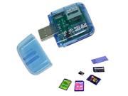 New Blue USB 2.0 ALL in One Memory Card Reader for Micro SD MMC SDHC TF M2 MS