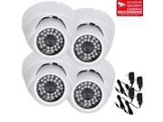 VideoSecu 4 Pack Outdoor Weatherproof Infrared Security Camera 600TVL IR Day Night Vision Built in 1 3 Sony Effio CCD Wide Angle View Vandal Proof with 4 Power