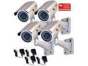 VideoSecu 4 Pack Outdoor Indoor Weatherproof Security Camera 1 3 Pixim DPS WDR Infrared Day Night 690TVL IR 48 LEDs OSD Varifocal with 4 Power Supply for CCTV
