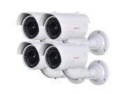 VideoSecu 4 Packs of Dummy Bullet Surveillance Camera Fake Infrared IR LED CCTV Home Security Camera Imitation Simulated Indoor Outdoor BLB