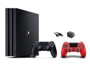 PlayStation 4 Pro Console 3 items Bundle PS4 Pro 1TB Console PS4 Dualshock 4 Wireless Controller Red Mytrix Wal Charger Black