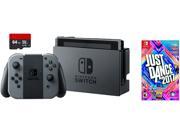Nintendo Swtich 3 items Game Bundle Nintendo Switch 32GB Console Gray Joy con 64GB Micro SD Memory Card and Just Dance 2017 Game Disc