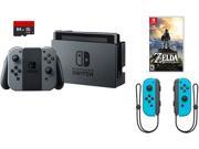 Nintendo Swtich 4 items Bundle Nintendo Switch 32GB Console Gray Joy con 64GB Micro SD Memory Card and an Extra Pair of Nintendo Joy Con L R Wireless Controll