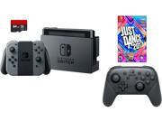 Nintendo Swtich 4 items Bundle Nintendo Switch 32GB Console Gray Joy con 64GB Micro SD Memory Card and an Extra Nintendo Switch Pro Wireless Controller Just Dan