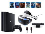 PlayStation VR Bundle 9 Items VR Headset Playstation Camera PS4 Pro 1TB 6 VR Game Disc Until Dawn Rush of Blood EVE Valkyrie Battlezone Batman Arkham VR Dr
