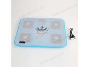 New USB 5 Fans Cooler Cooling Pad with blue LED for 14 to 17 Laptop PC Blue